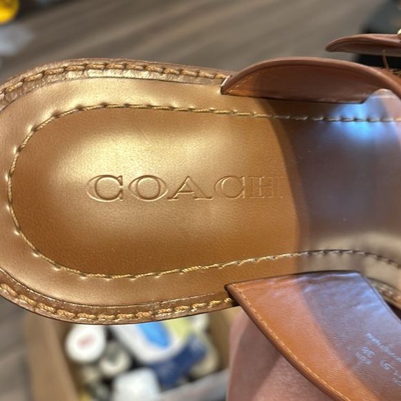 Coach Harlow Women’s Brown Leather Sandals, 7.5 B - Picture 6 of 7